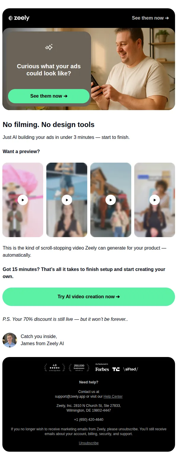 Zeely email: Curious what your ads could look like?