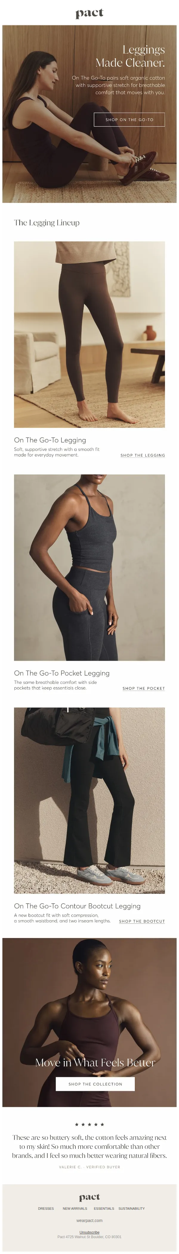 Pact email: What Your Leggings are Made of Matters