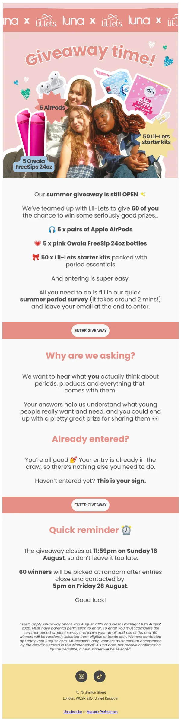luna email: 60 prizes are still up for grabs 👀