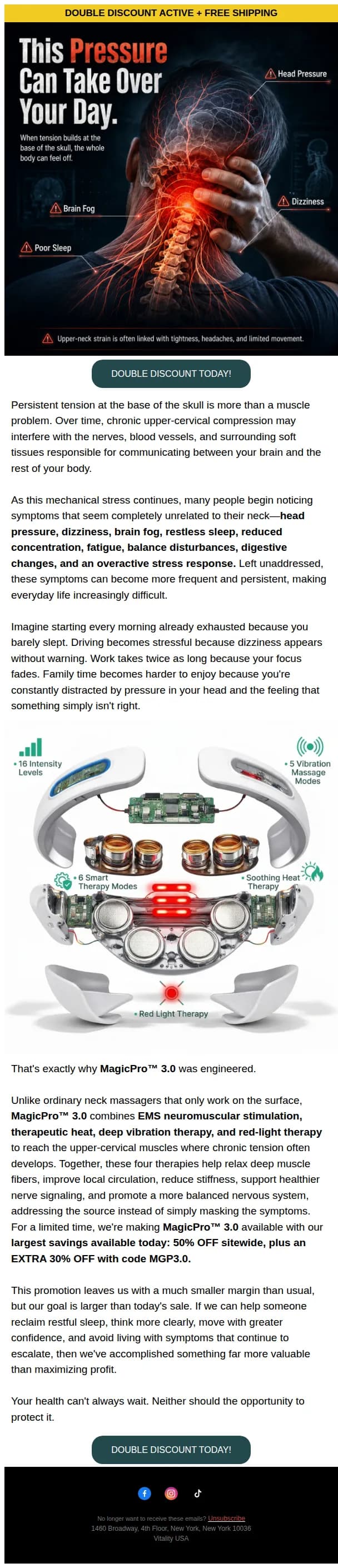 Vitality email: The Pressure Doesn't Stay in Your Neck