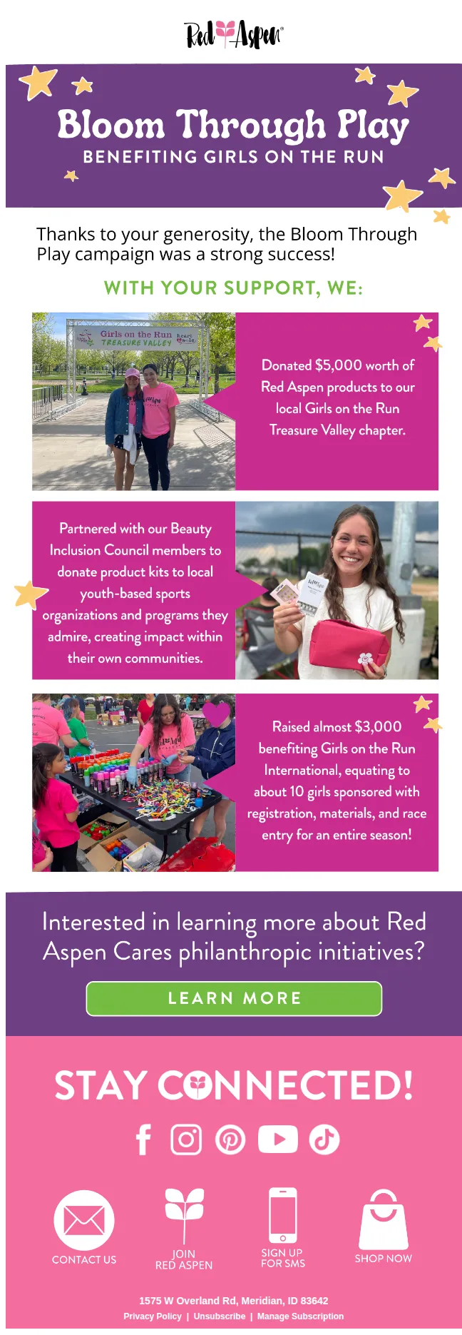 Red Aspen email: Look what you accomplished! 🌸 See the Bloom Through Play results