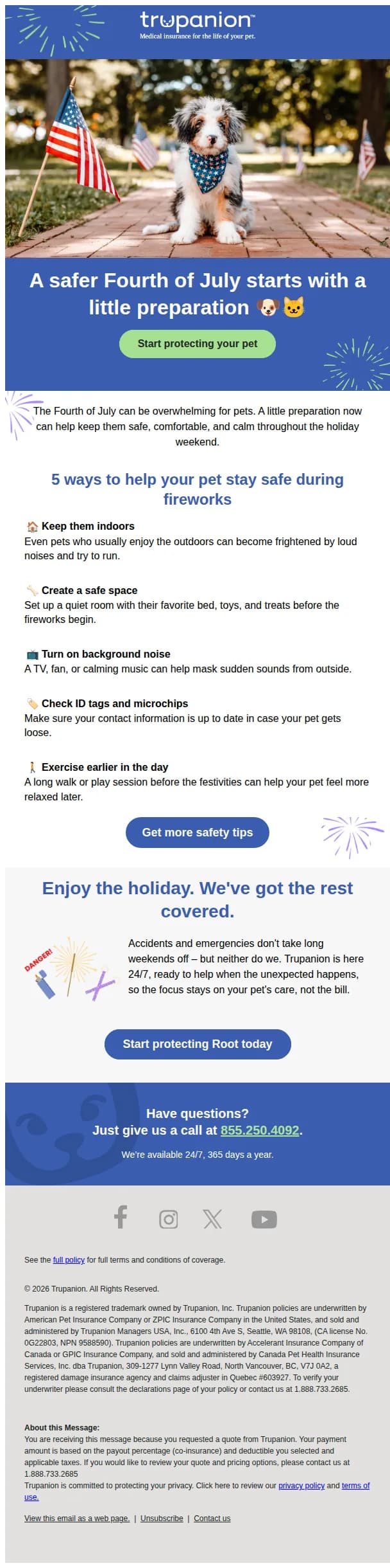 Trupanion email: Before the fireworks begin…