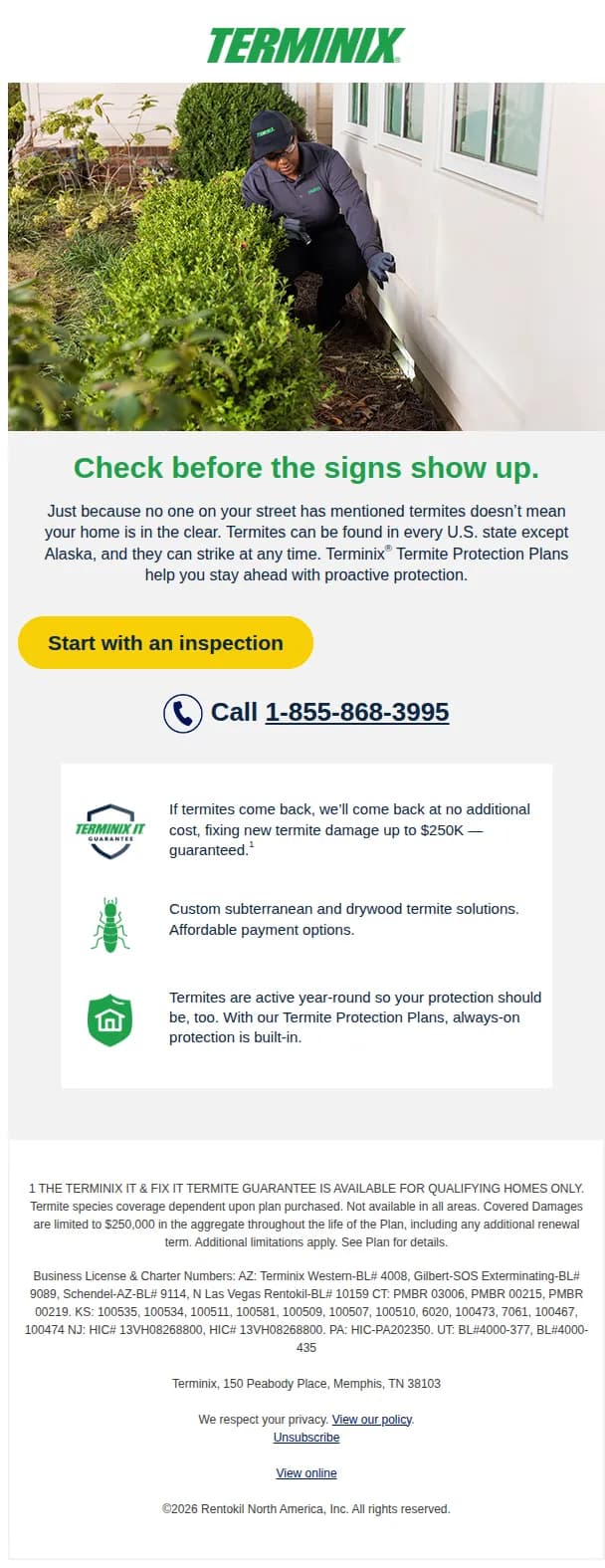 Terminix email: Termites don’t need an invite 🏡