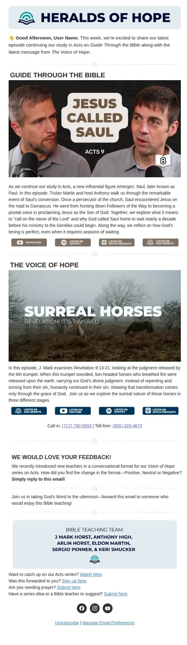 Heralds of Hope email: The Conversion of Saul: From Persecutor to Apostle || Acts 9 with Trulan Martin | June 5