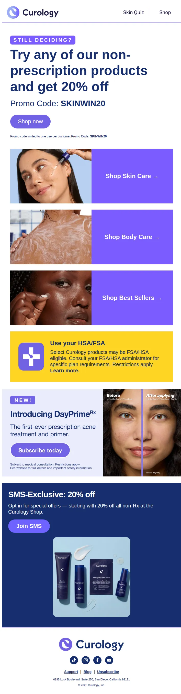Curology email: Find your favs + get 20% off