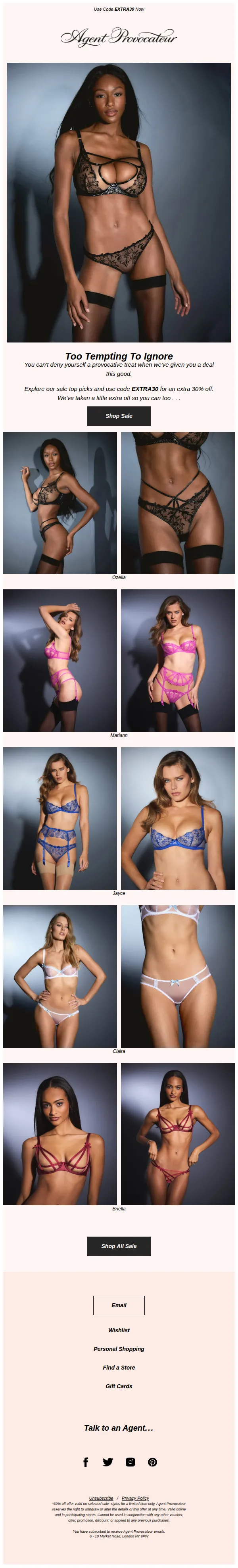 Agent Provocateur email: Start The Week Right | Explore Sale With An Extra 30% Off