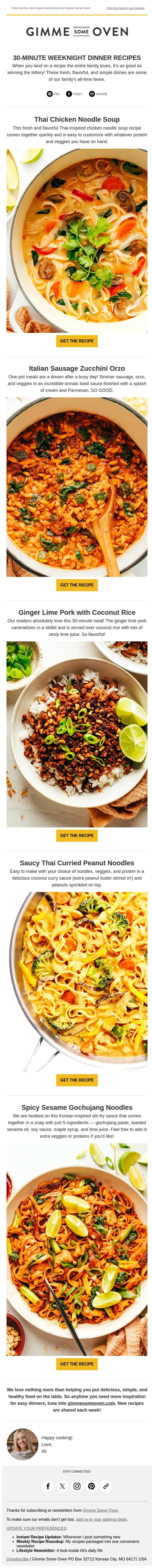 Ali email: Meet Your New Favorites Dinner Recipes!