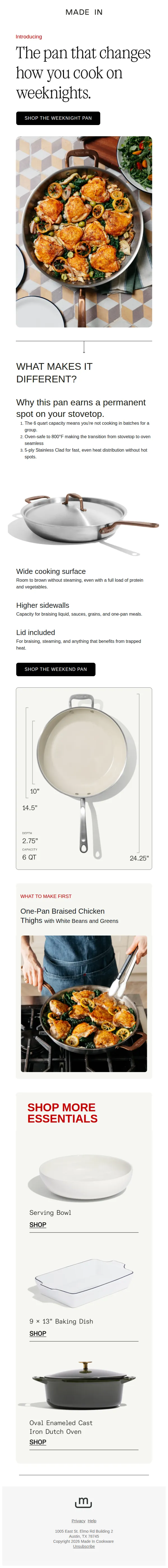Made In email: Meet the NEW Weeknight Pan