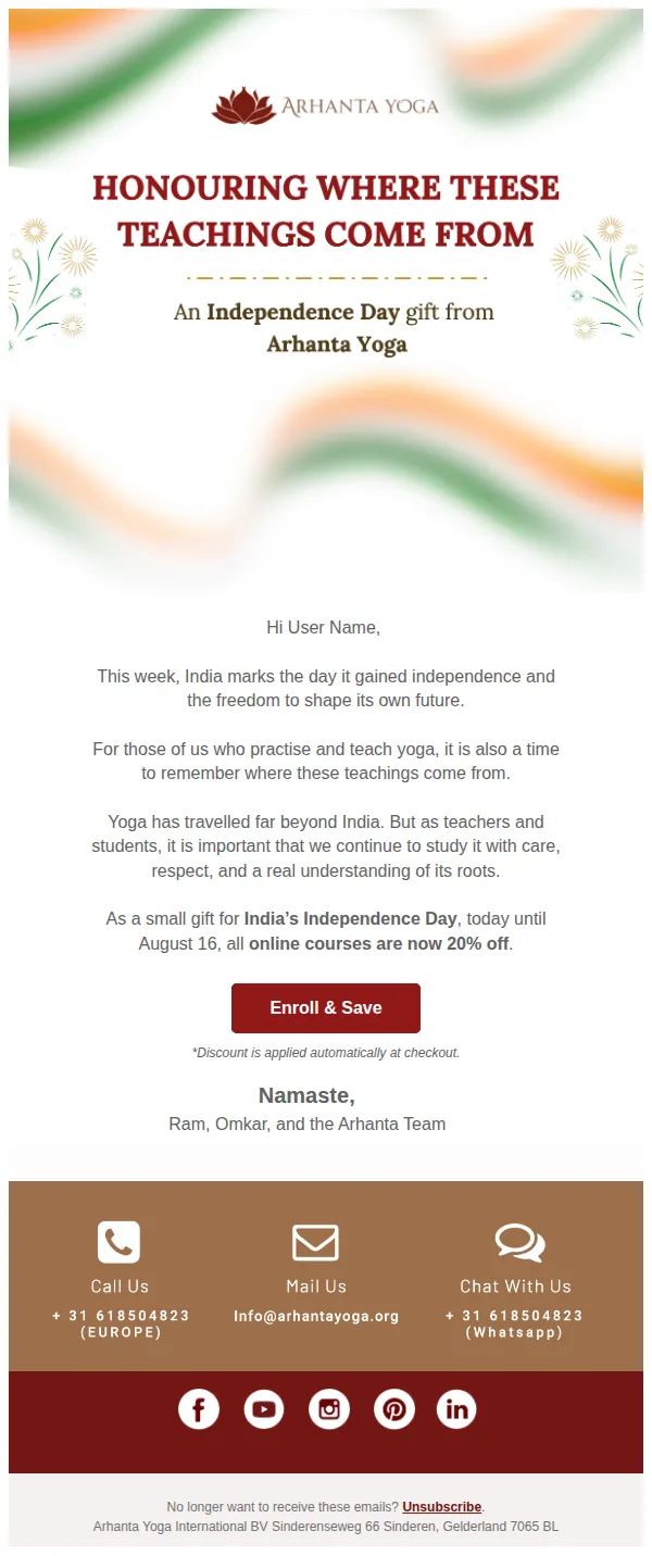 Arhanta Yoga email: 🧘♀️ Celebrate India's Freedom Day