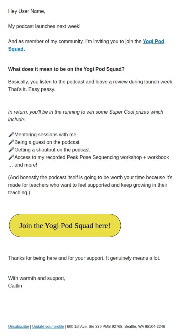 Flow with Caitlin email: Yogi Pod Squad Loading… 🎙️🧘