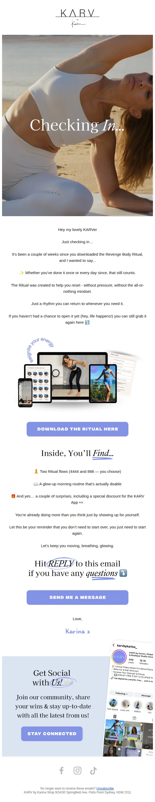 KARV by Karina email: Still got the Ritual on your mind?