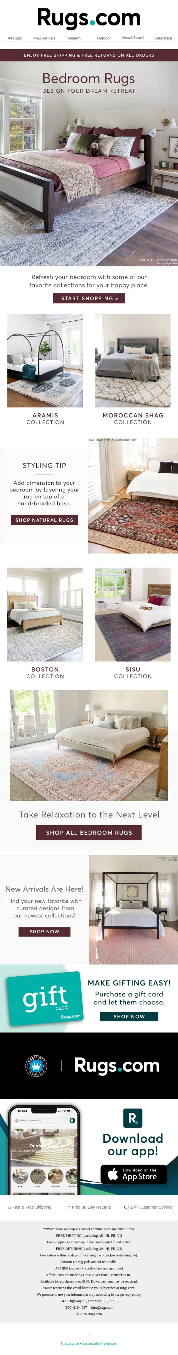 Rugs.com email: Design Your Dream Retreat: Refresh Your Bedroom with Top Styles!