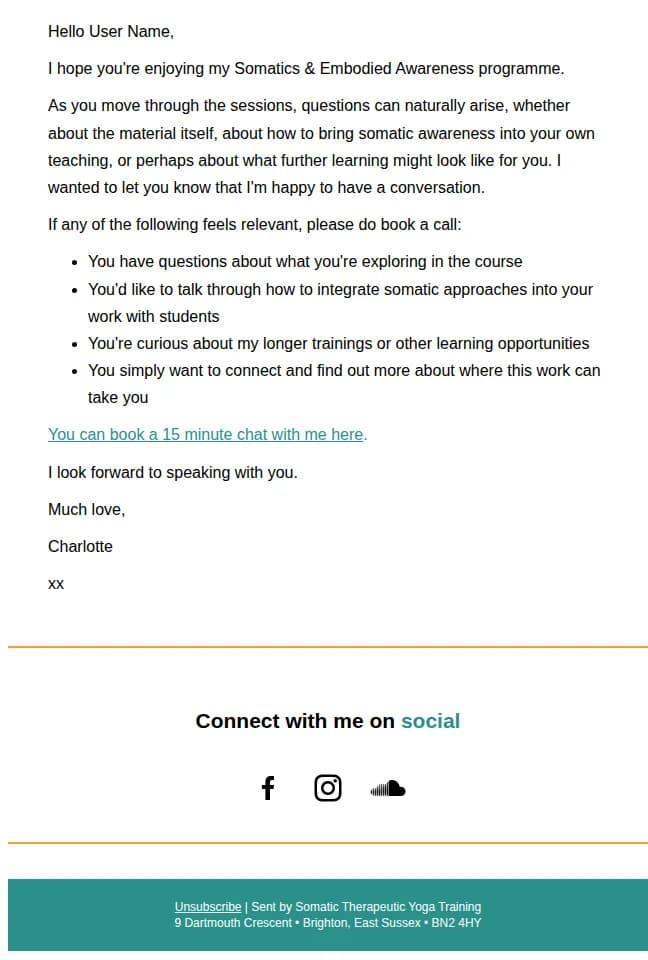 Somatic Therapeutic Yoga Training email: A personal invitation to connect
