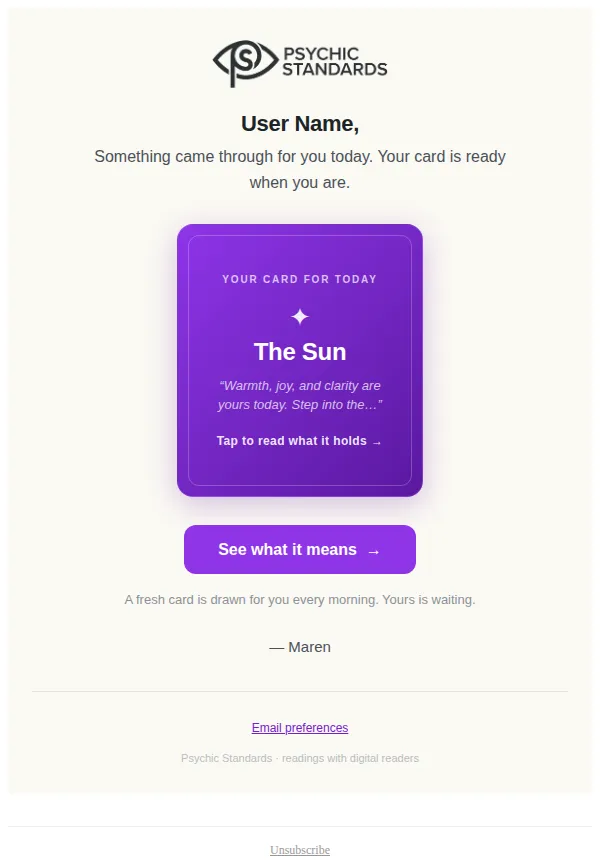 Psychic Standards email: Your card today: The Sun